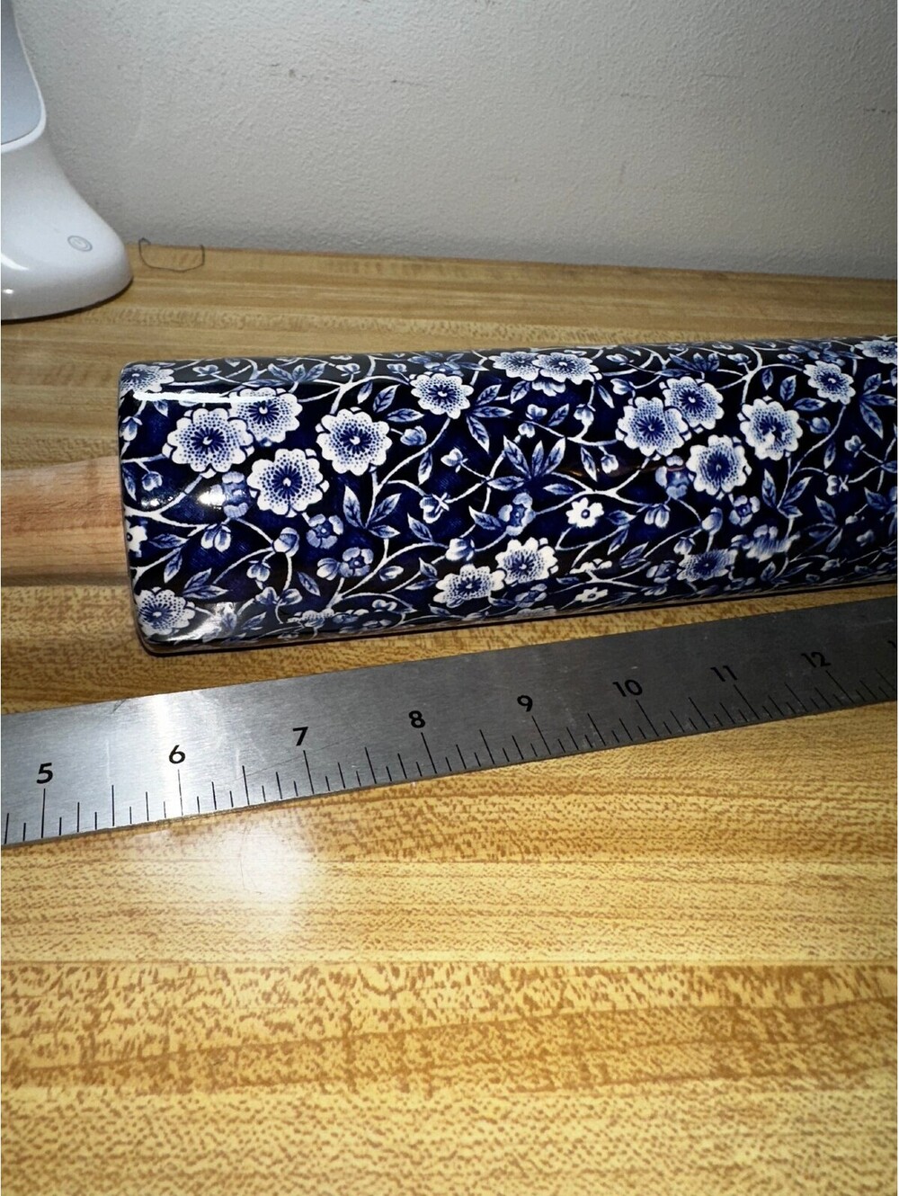 Vintage Staffordshire England Blue Burleigh Rolling Pin 20" - Picture 4 of 11